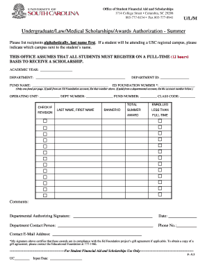 Undergraduate Scholarship Authorization Form