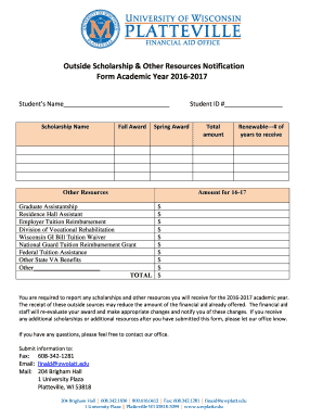 Outside Scholarship Notification Form
