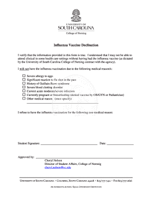 Influenza Vaccine Declination Form