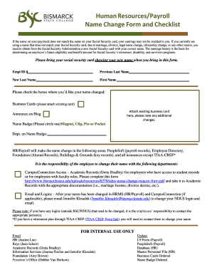 Human Resources Name Change Form