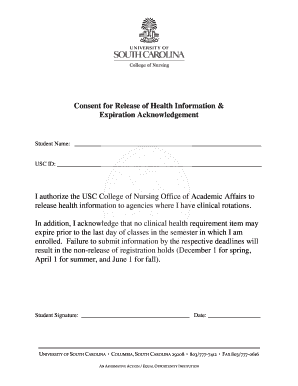 USC Health Information Release Consent Form