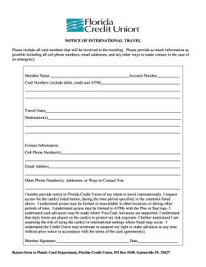Notice of International Travel
