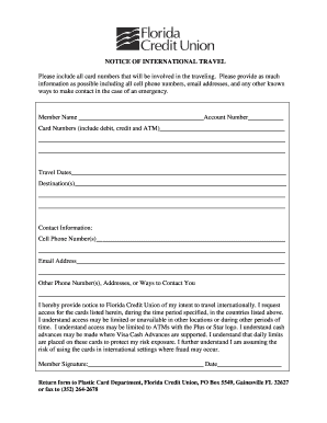 Notice of International Travel