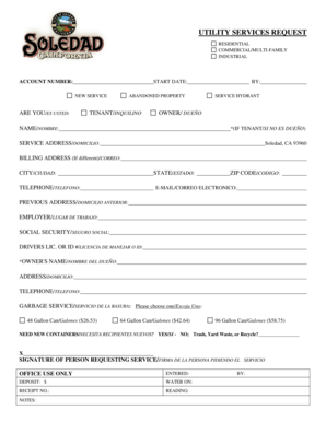 Utility Services Request Form