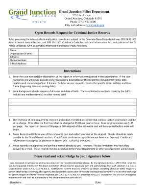 Colorado Open Records Request for Criminal Justice Records