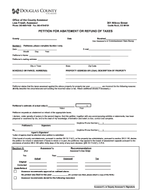 Petition for Abatement or Refund of Taxes