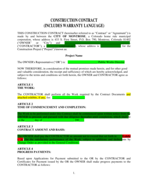 Construction Contract with Warranty