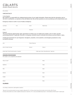 Student Health Services Confidentiality Form