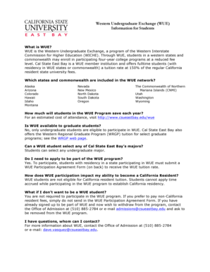 Western Undergraduate Exchange Participation Agreement Form