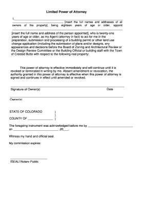 Limited Power of Attorney for Building Permit