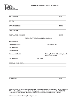Reroof Permit Application