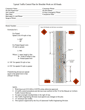 Traffic Control Plan for Shoulder Work