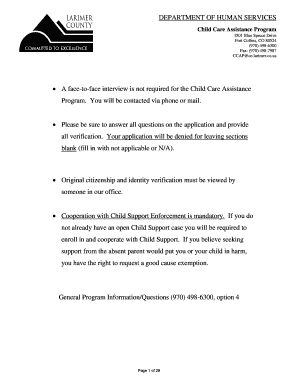 Colorado Child Care Assistance Program Application