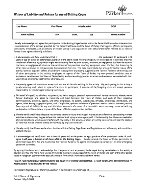 Waiver of Liability for Batting Cages