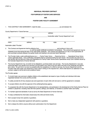 Colorado Foster Care Provider Contract