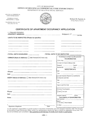 Certificate of Apartment Occupancy Application