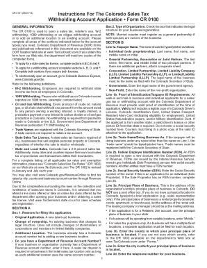 Colorado Sales Tax Withholding Account Application