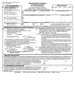 California CSU Student Payroll Action Request