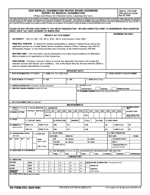 DOD Medical Examination Report Form