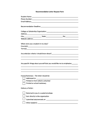 Letter of Recommendation Request Form