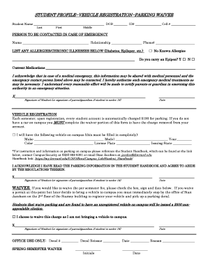 Student Vehicle Registration and Parking Waiver