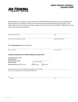 Direct Deposit Change Form