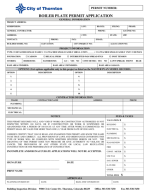 Boiler Plate Permit Application