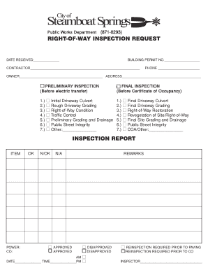 Right-of-Way Inspection Request