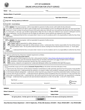 City of Gunnison Utility Service Application