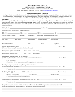 San Miguel County Employment Application