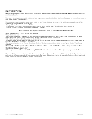 Request for Release of Deed of Trust