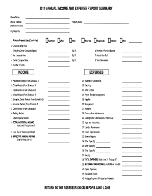 2014 Annual Income and Expense Report Summary