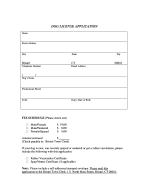 Dog License Application