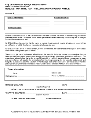 Third Party Billing Waiver for Water and Sewer