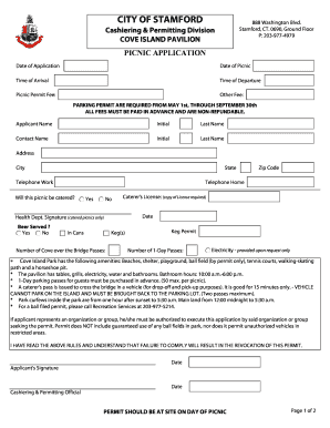 Stamford Picnic Permit Application