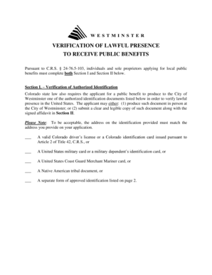 Colorado Lawful Presence Verification Form