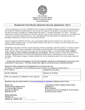 Residential Yard Waste Collection Service Application
