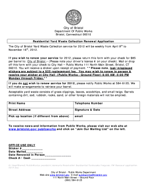 Residential Yard Waste Collection Renewal Application