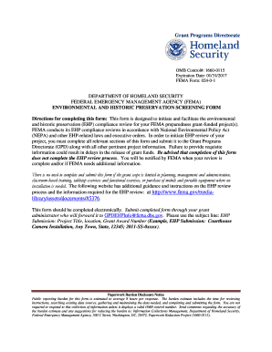FEMA Environmental and Historic Preservation Screening Form