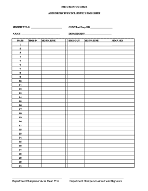 Brooklyn College Civil Service Time Sheet