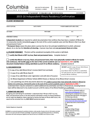Illinois Residency Confirmation Form