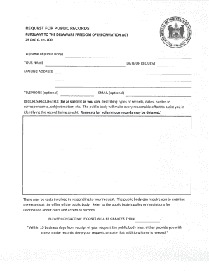 Delaware Public Records Request Form