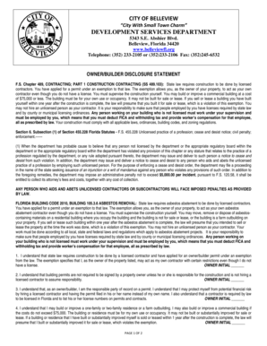 Florida Owner Builder Disclosure Statement