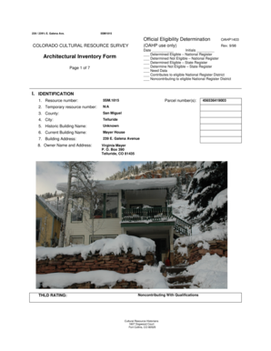 Colorado Cultural Resource Survey Architectural Inventory Form