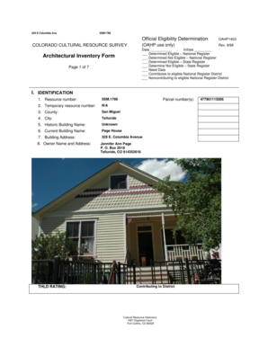 Colorado Cultural Resource Survey Form