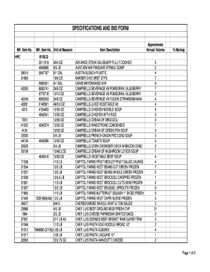 Specifications and Bid Form