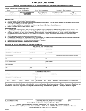 Cancer Claim Form