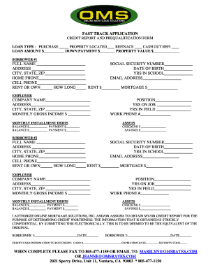 Fast Track Mortgage Application Form