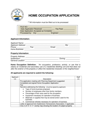 Home Occupation Application