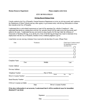 Driving Record Release Form